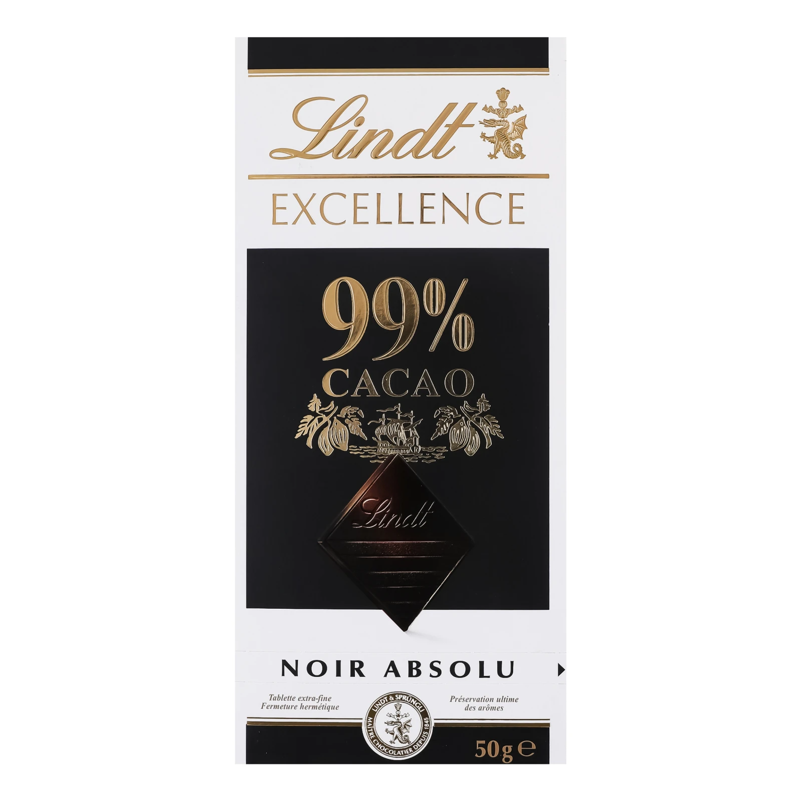Шоколад Lindt Excellence екстра чорний гіркий 99% 50г