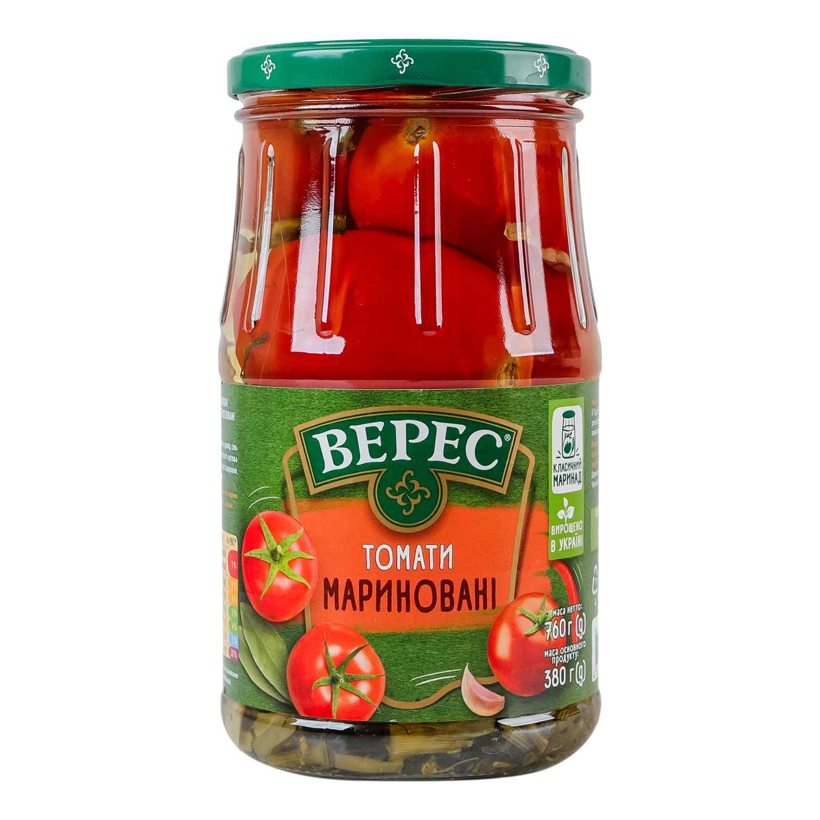 Томати Верес мариновані червоні слабокислі стерилізовані 760г Фото №:1