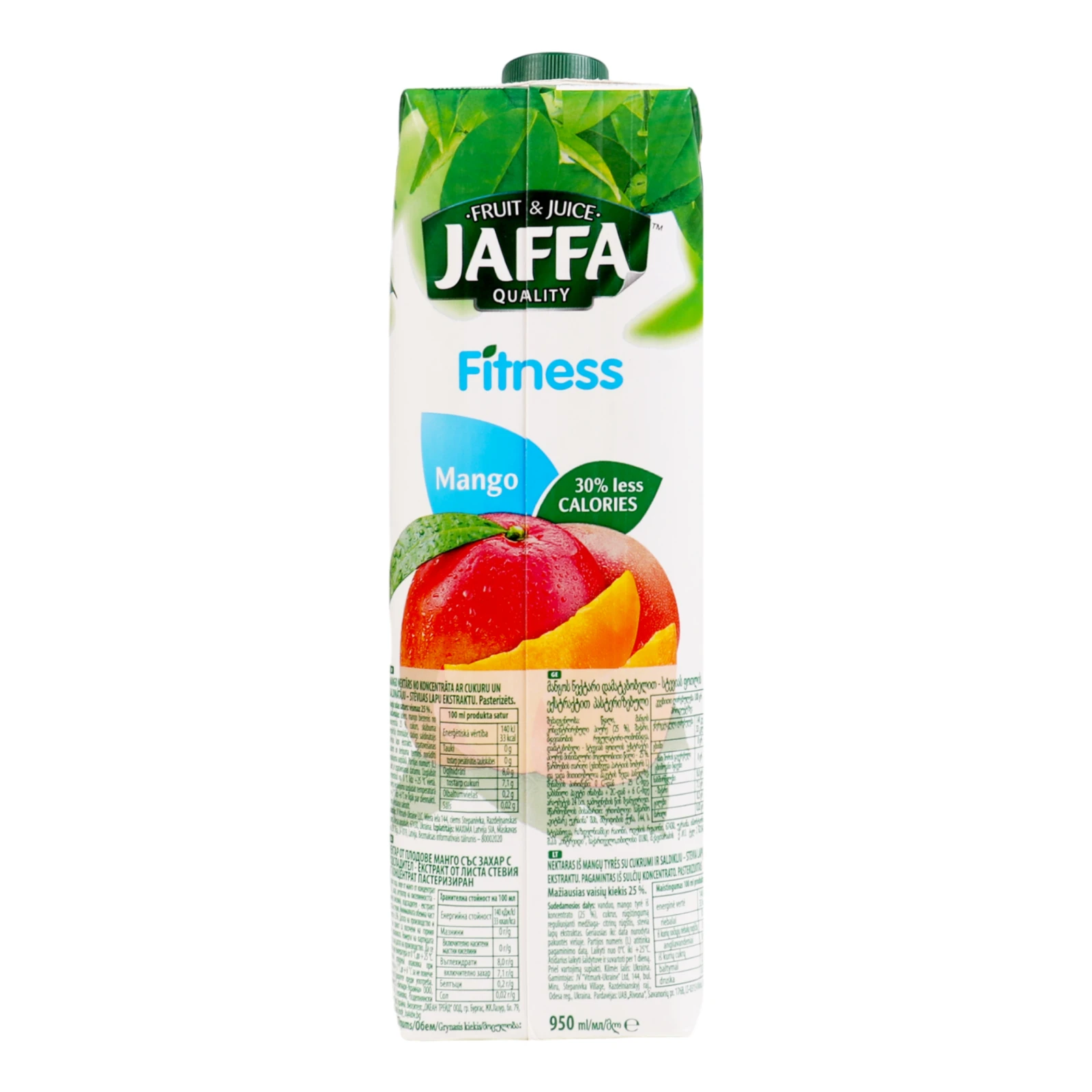 Нектар Jaffa Fitness з екстрактом листя стевії пастеризований Манго 950мл фото 2
