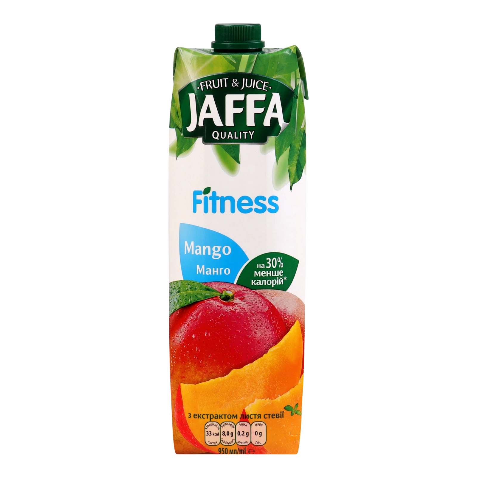 Нектар Jaffa Fitness з екстрактом листя стевії пастеризований Манго 950мл Фото №:1
