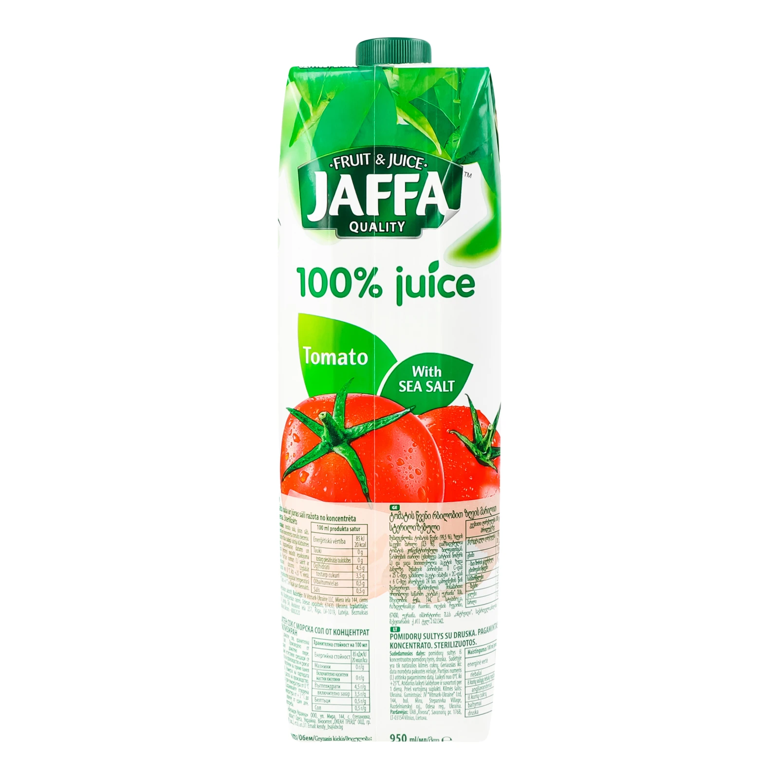 Сік Jaffa з м'якоттю з морською сіллю відновлений Томатний 950мл Фото №:2