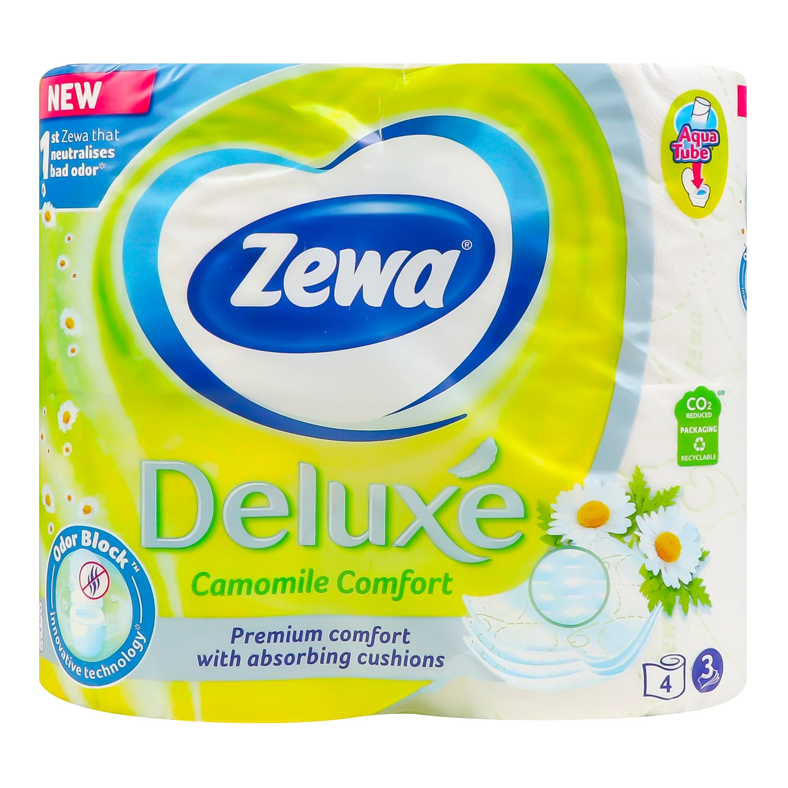 Папір туалетний Zewa Deluxe Ромашка 3-х шаровий 4шт/уп Фото №:1