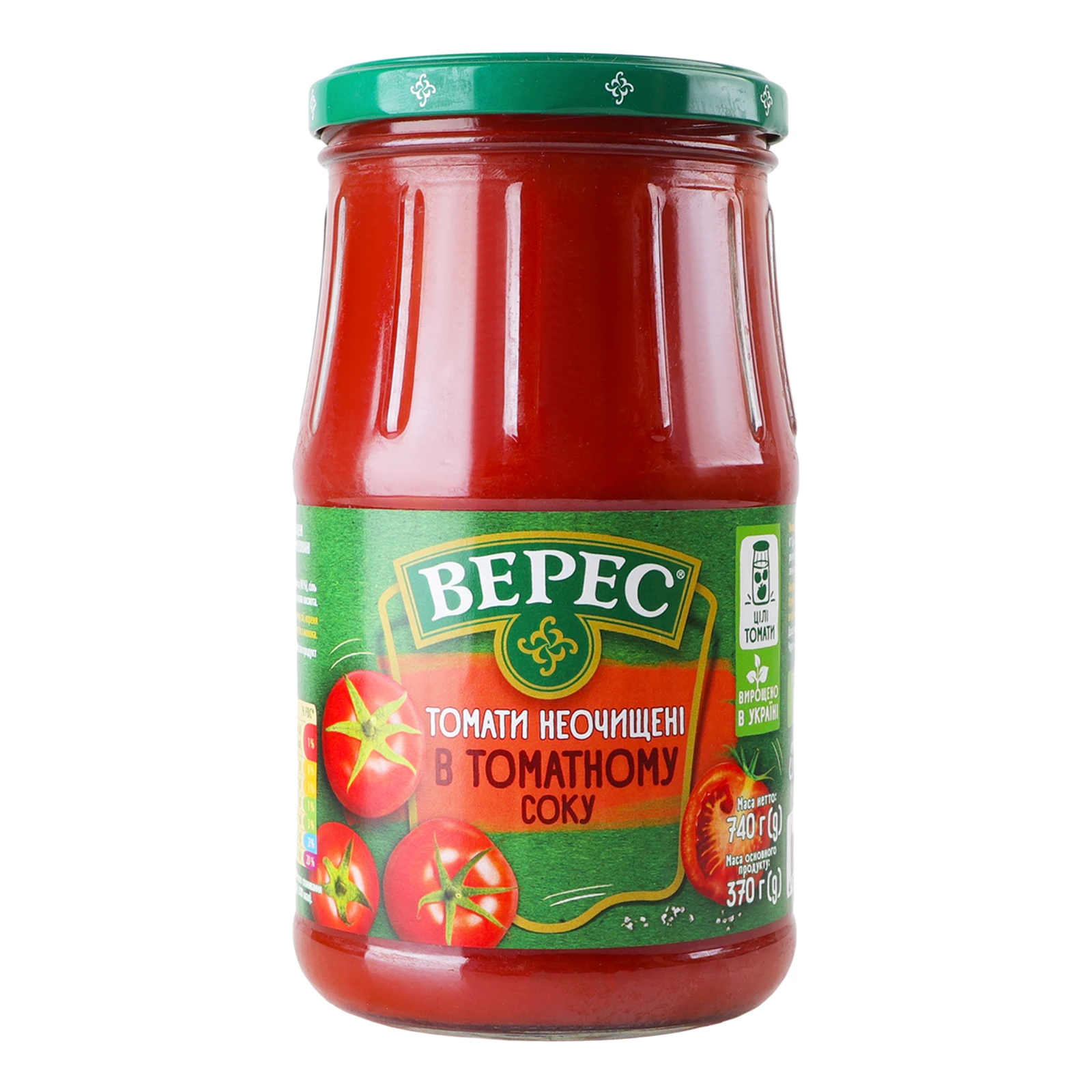 Томати Верес неочищені в томатному соку стерилізовані 740г Фото №:1