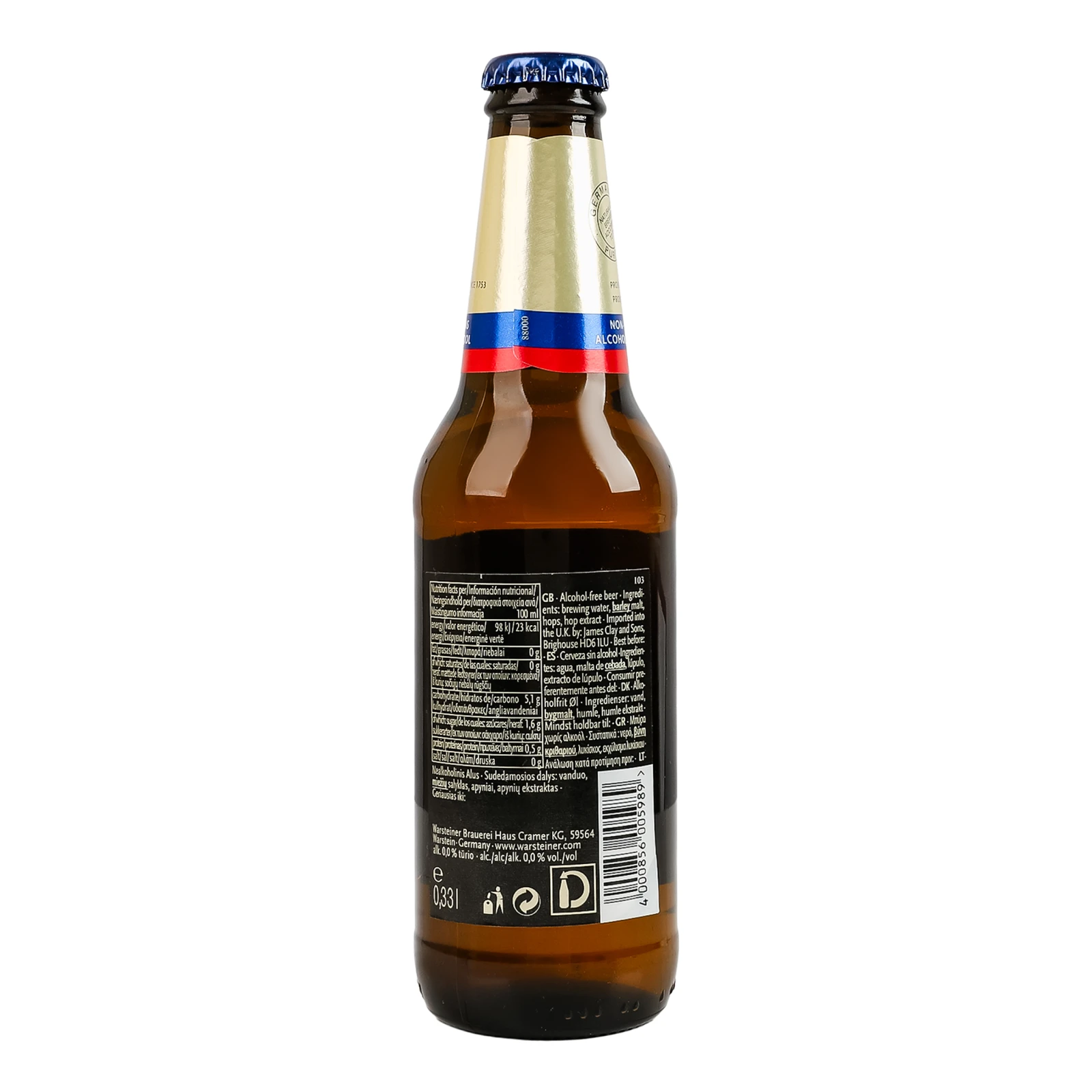 Пиво Warsteiner Fresh безалкогольне світле пастеризоване 0% 0.33л фото 2