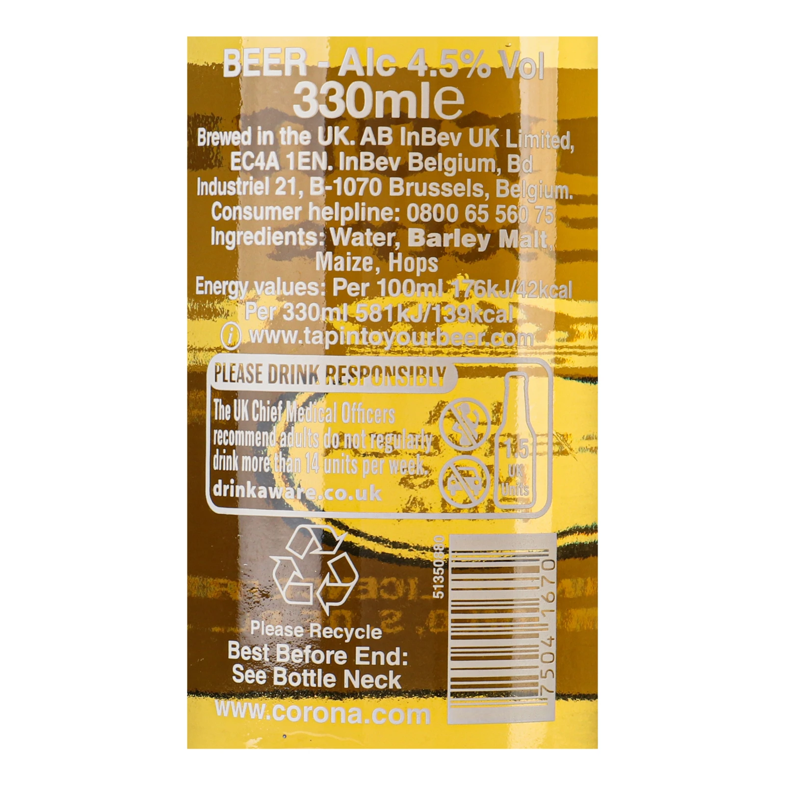 Пиво Corona Extra світле пастеризоване 4.5% 0.33л Фото №:3