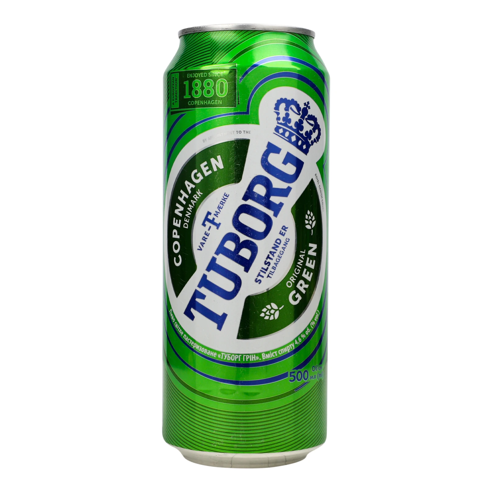 Пиво Tuborg Green світле пастеризоване 4.6% 0.5л Фото №:1
