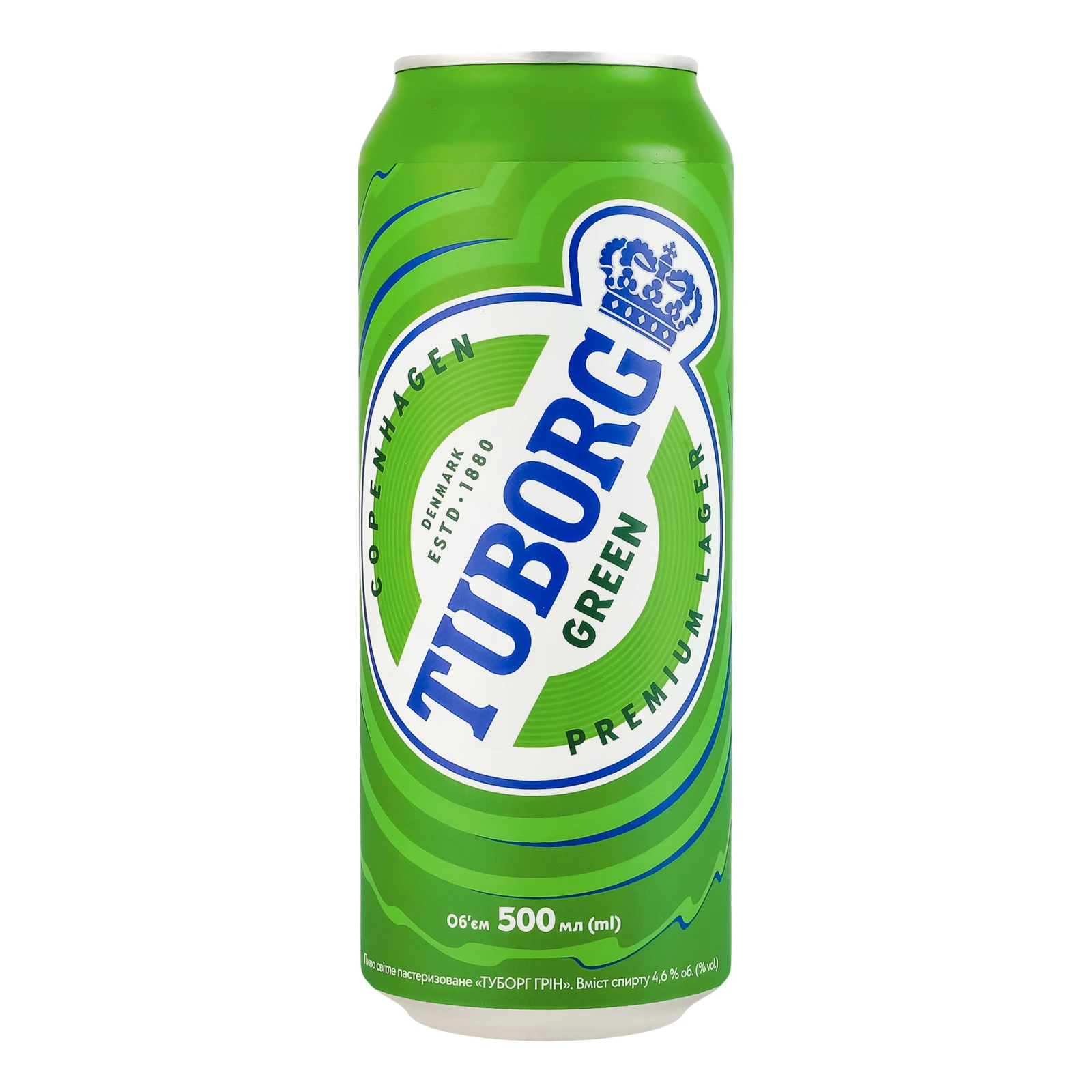 Пиво Tuborg Green світле пастеризоване 4.6% 0.5л Фото №:1