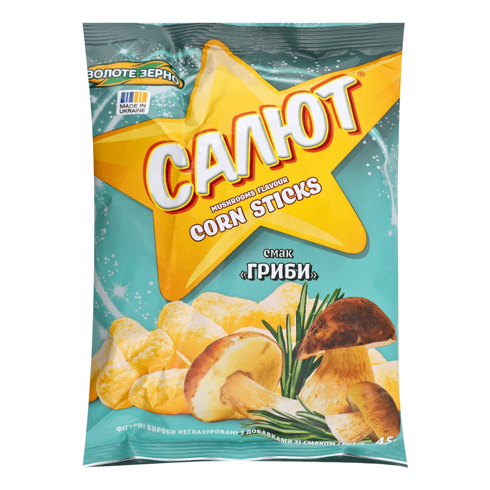 Палички кукурудзяні Золоте Зерно Салют неглазуровані зі смаком Гриби 45г Фото №:1