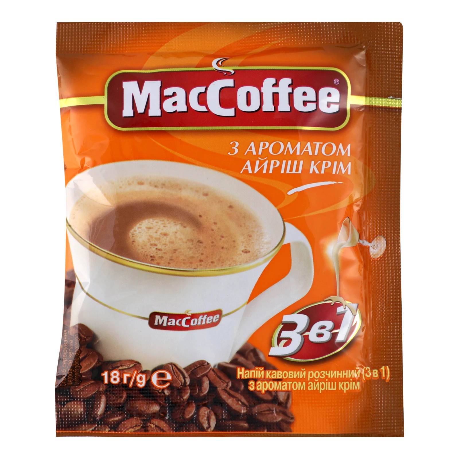 Напій кавовий MacCoffee 3в1 розчинний з ароматом Айріш крім 18г Фото №:1