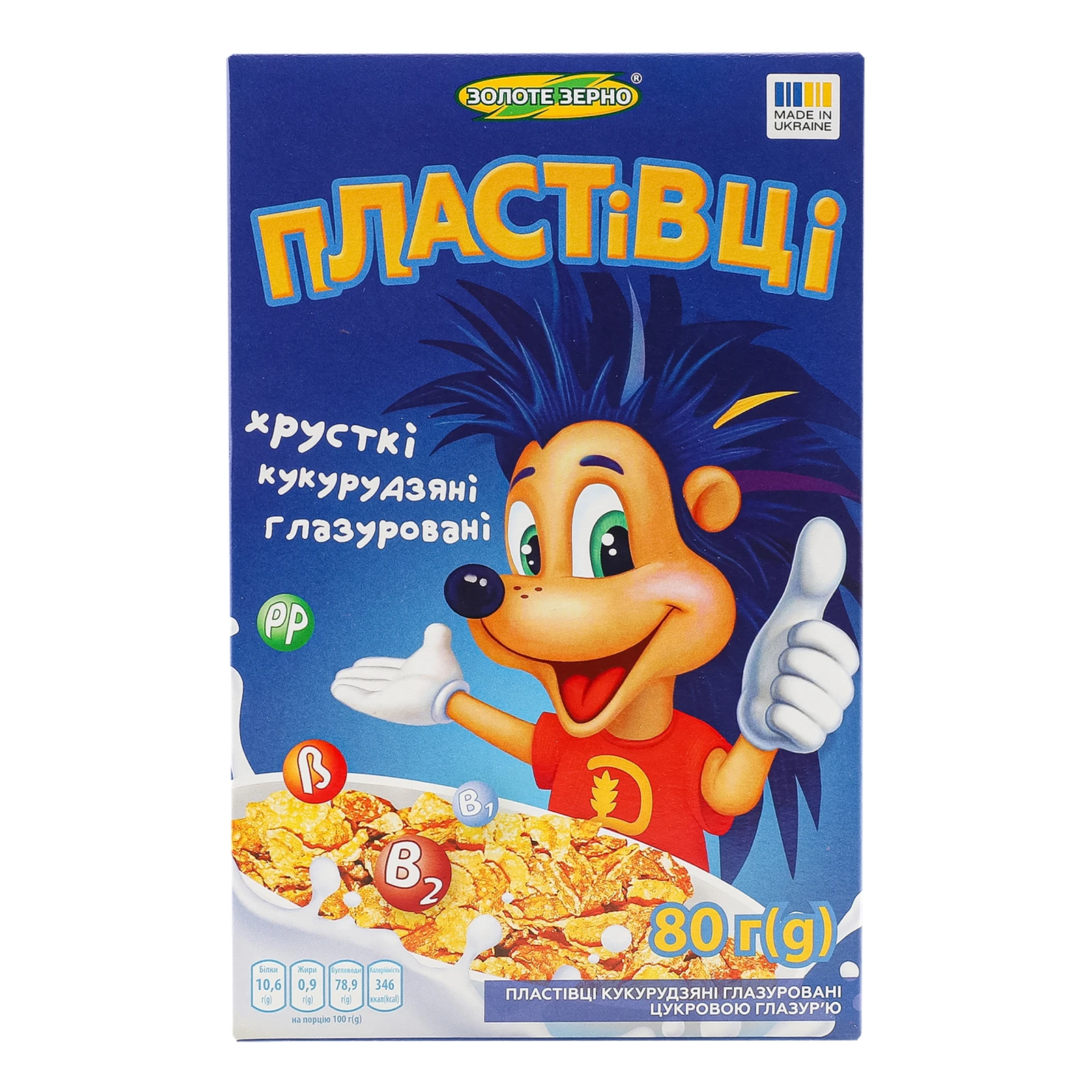 Сніданок сухий Золоте Зерно пластівці кукурудзяні глазуровані 80г Фото №:1