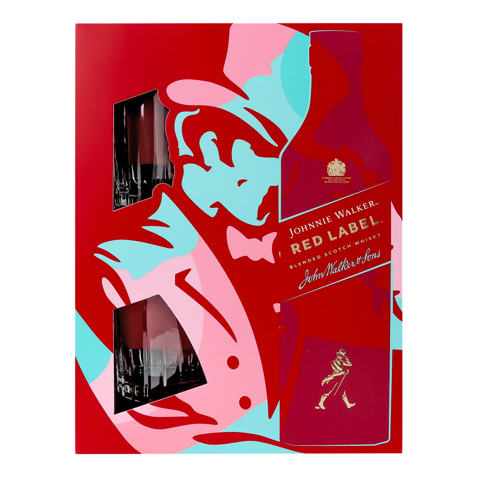 Набір Johnnie Walker віскі Red label 40% 0.7л + 2 склянки Фото №:1