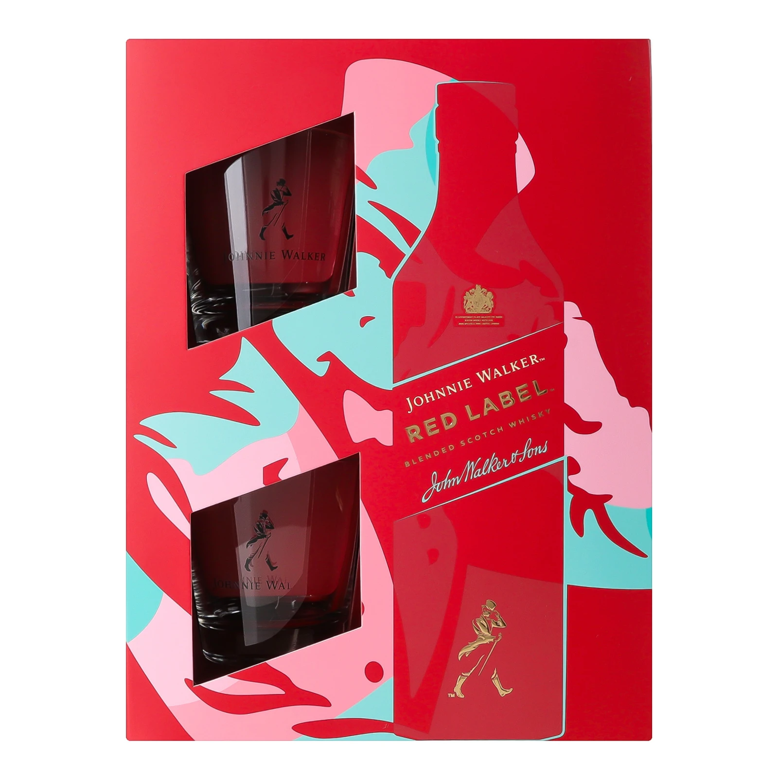 Набір Johnnie Walker Віскі Red label 40% 0.7л + 2 склянки Фото №:1