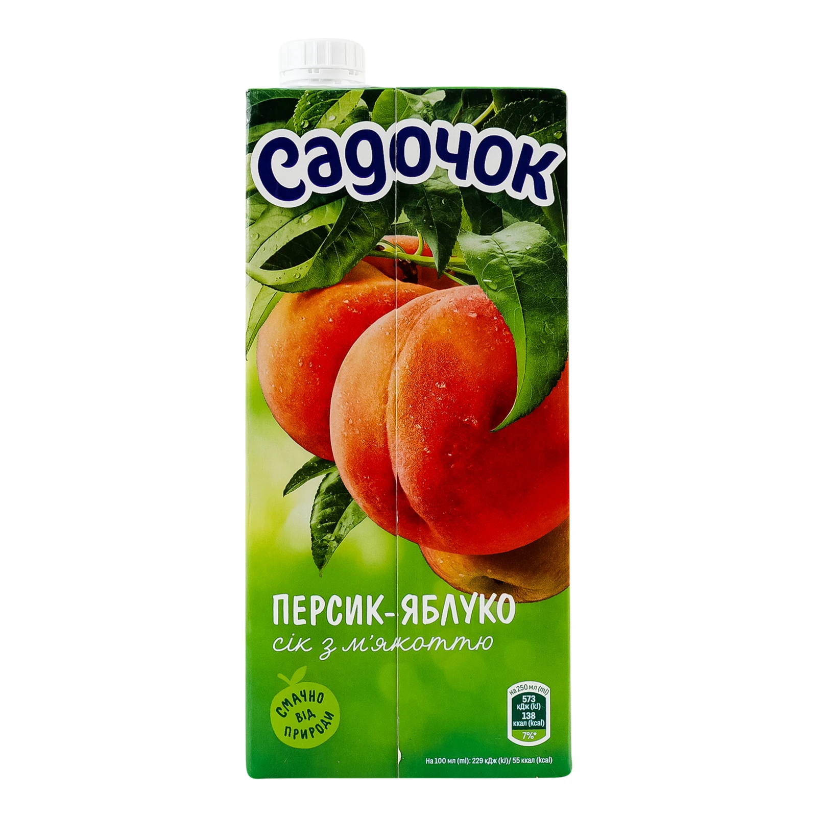 Сік Садочок з м'якоттю пастеризований Персик-яблуко 950мл Фото №:2