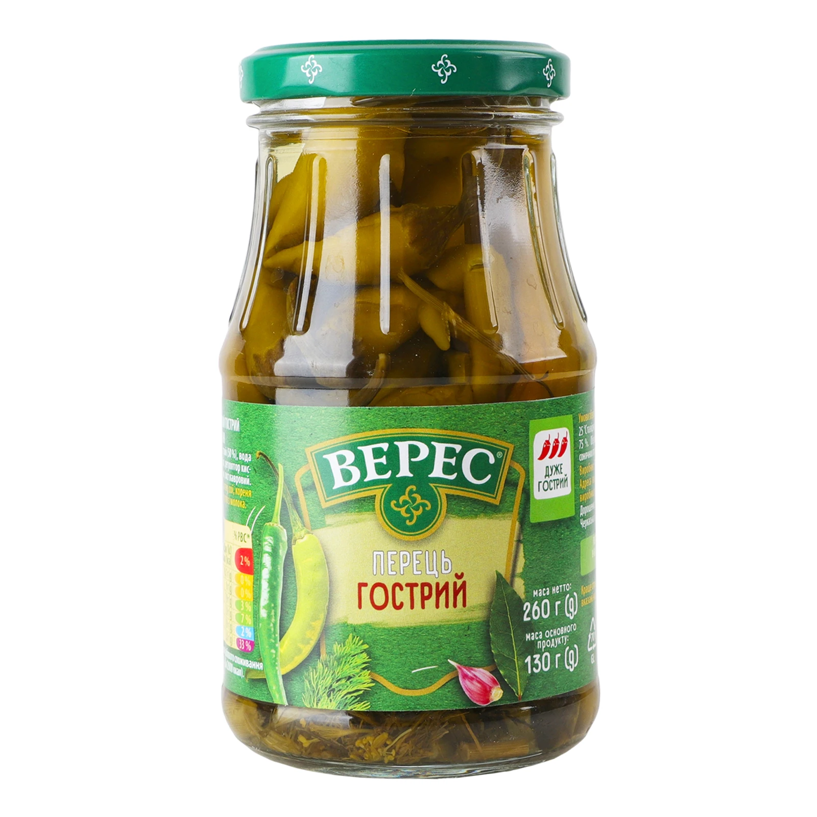 Перець Верес гострий стручковий маринований стерилізований 260г Фото №:1