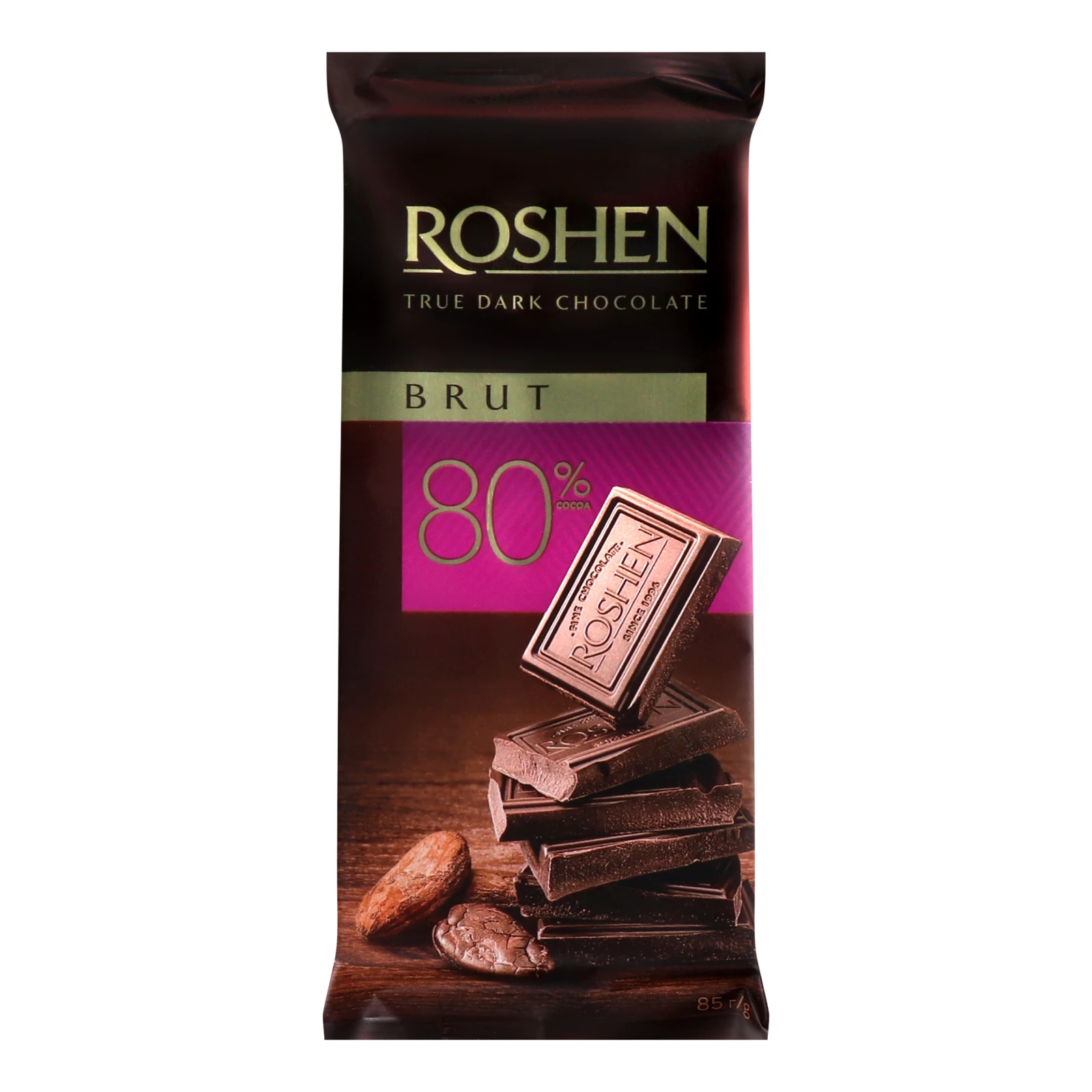 Шоколад Roshen Brut чорний 80% 85г Фото навігації №:1