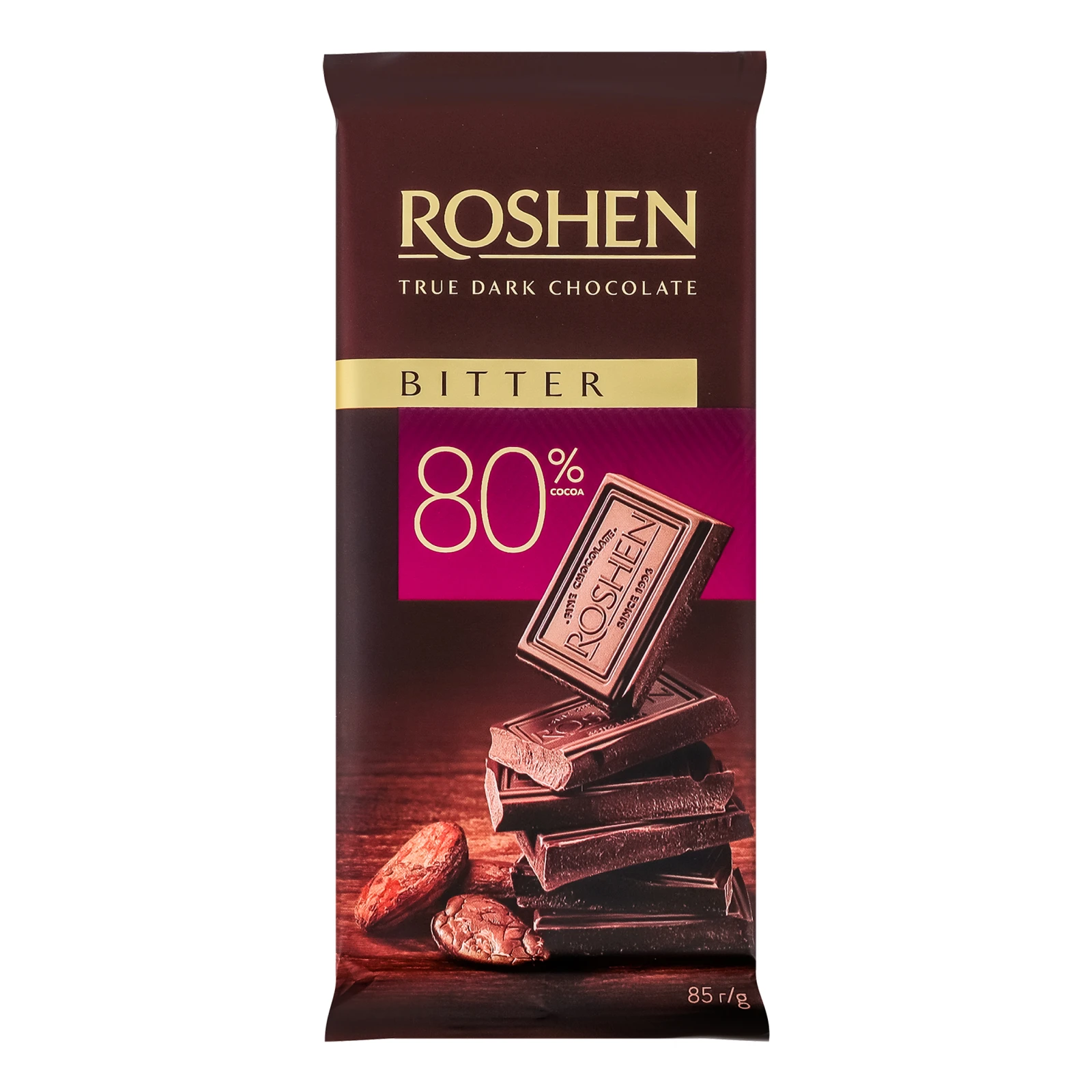 Шоколад Roshen Bitter чорний 80% 85г