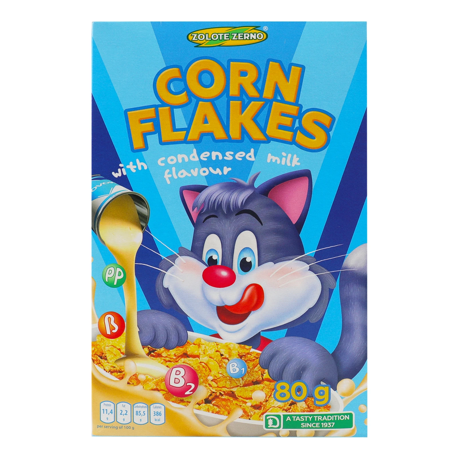 Сніданок сухий Золоте Зерно Казка пластівці кукурудзяні зі смаком згущеного молока 80г Фото №:2