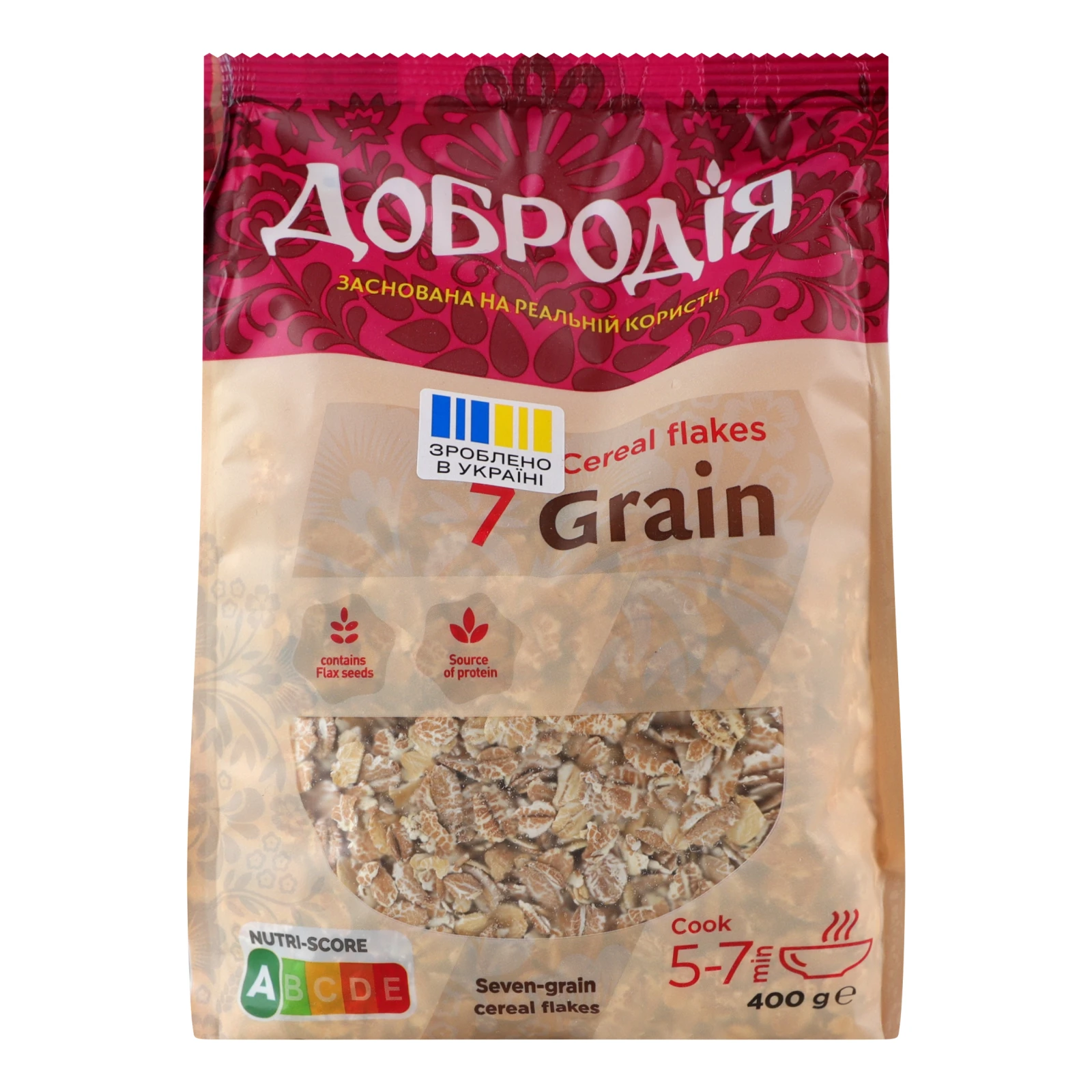 Пластівці Добродія суміш 7 злаків 400г Фото №:2