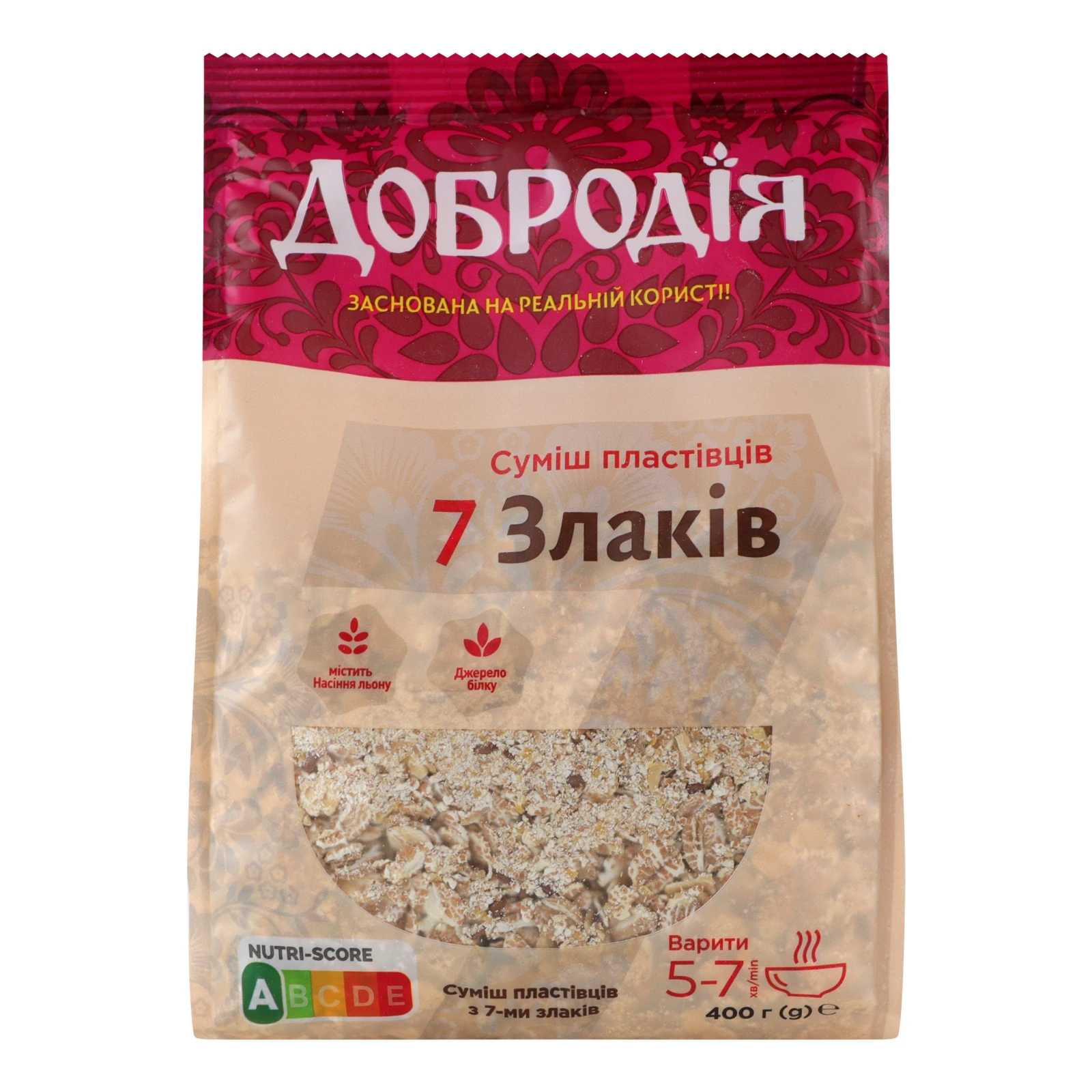 Пластівці Добродія суміш 7 злаків 400г Фото №:1