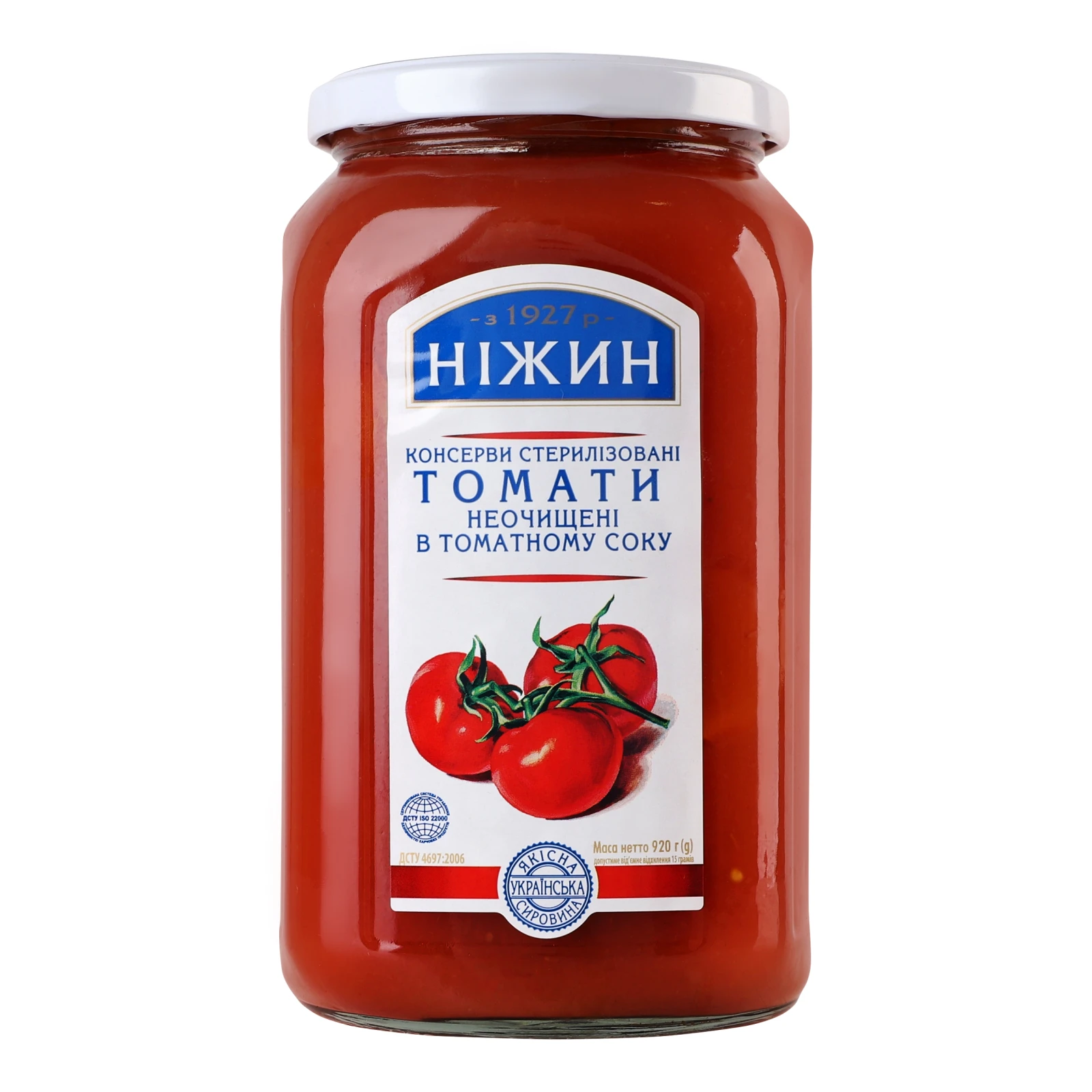 Томати Ніжин неочищені в томатному соку 920г Фото №:1