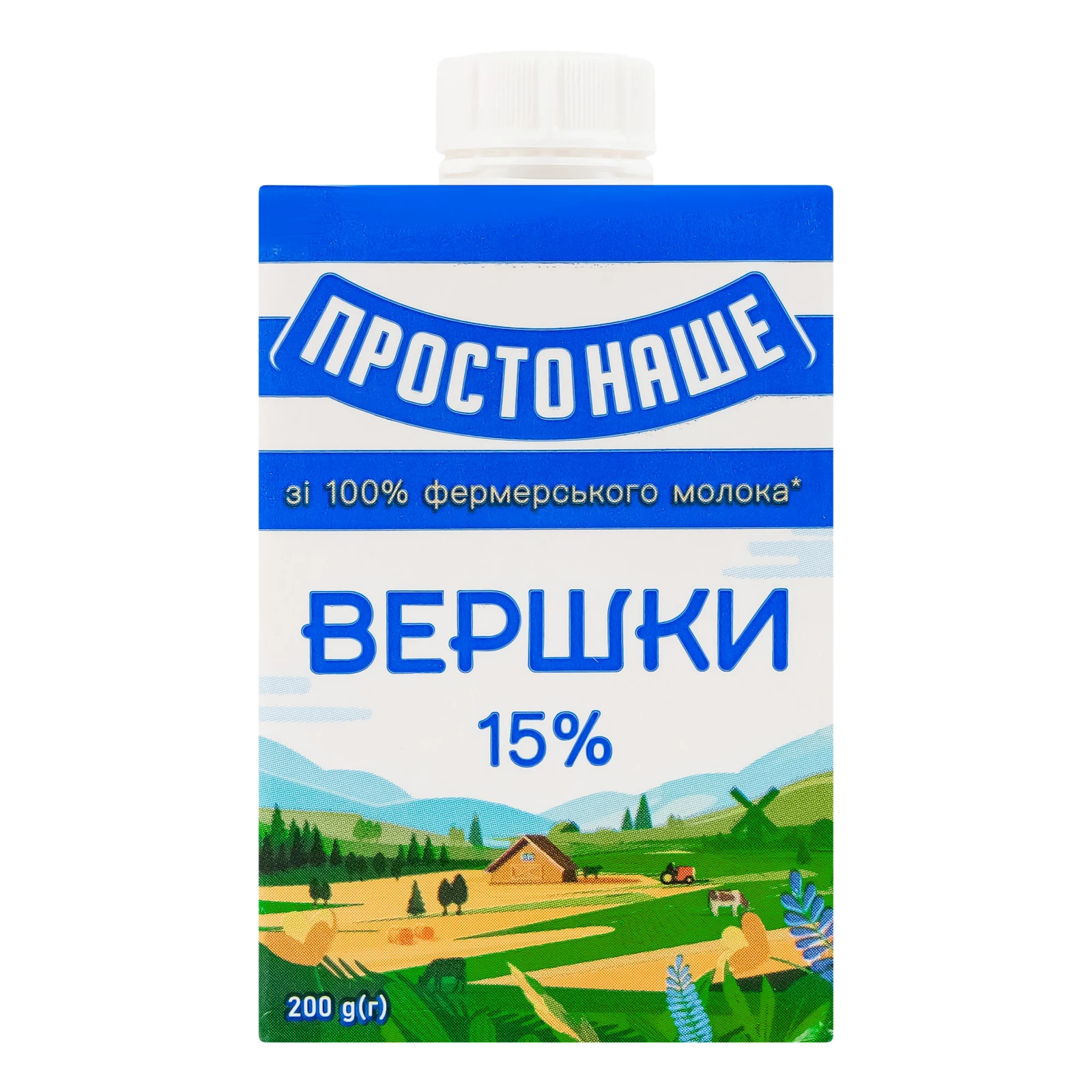 Вершки Простонаше стерилізовані 15% 200г Фото №:1