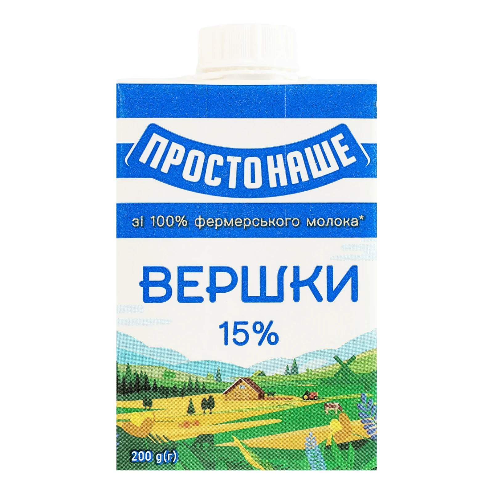 Вершки Простонаше стерилізовані 15% 200г Фото №:1