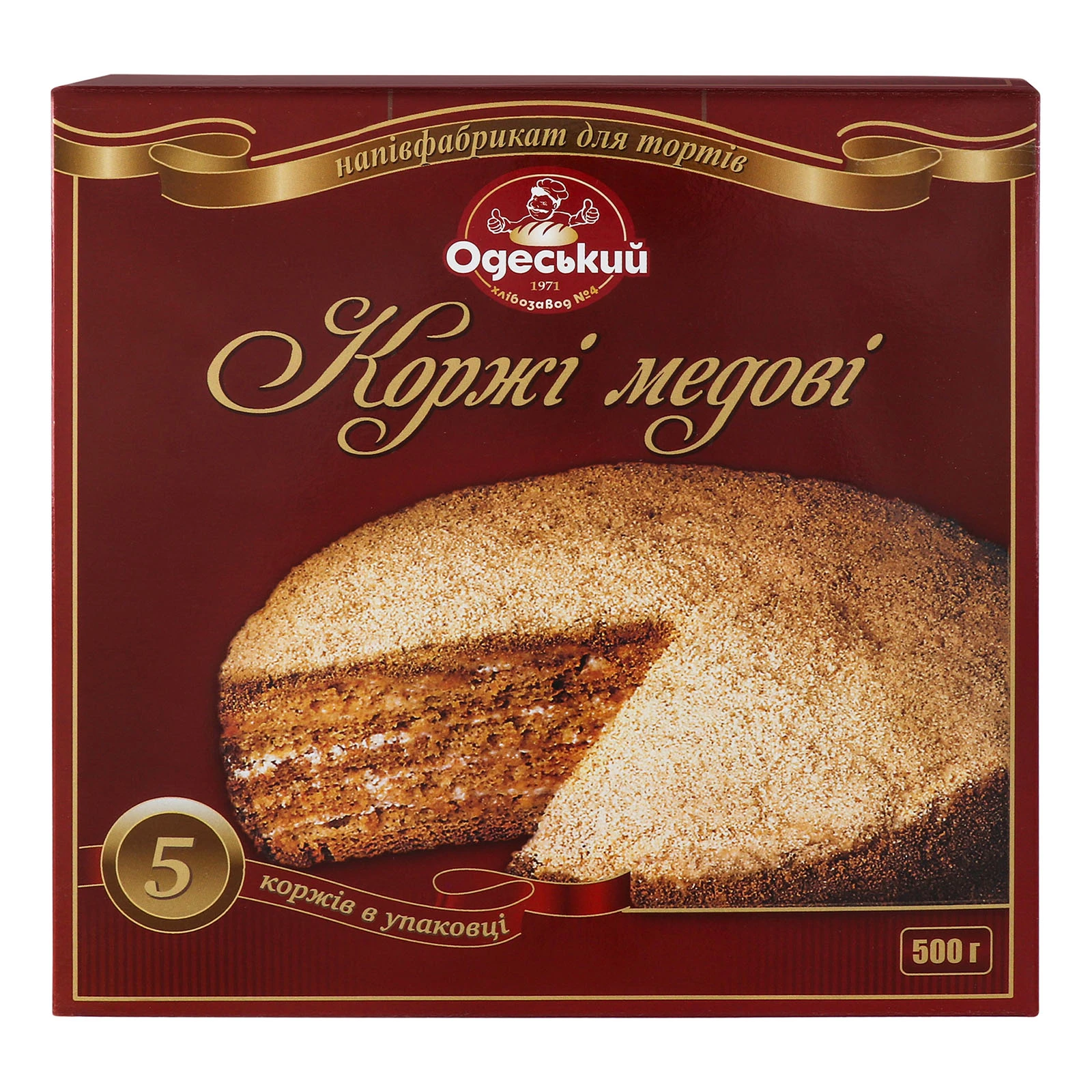 Коржі для торта Одеський 500г медові
