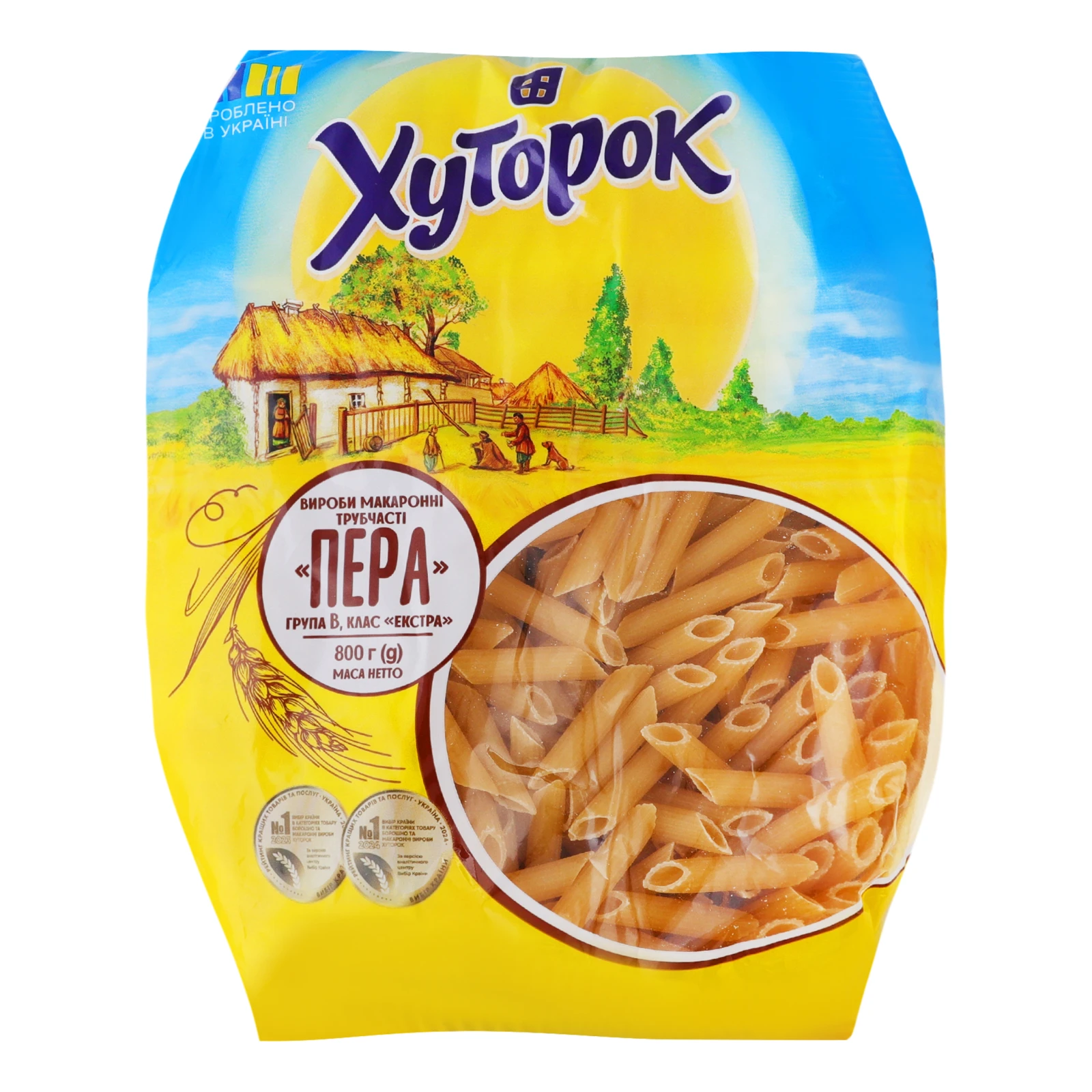 Макаронні вироби Хуторок Пера трубчасті 800г Фото навігації №:1