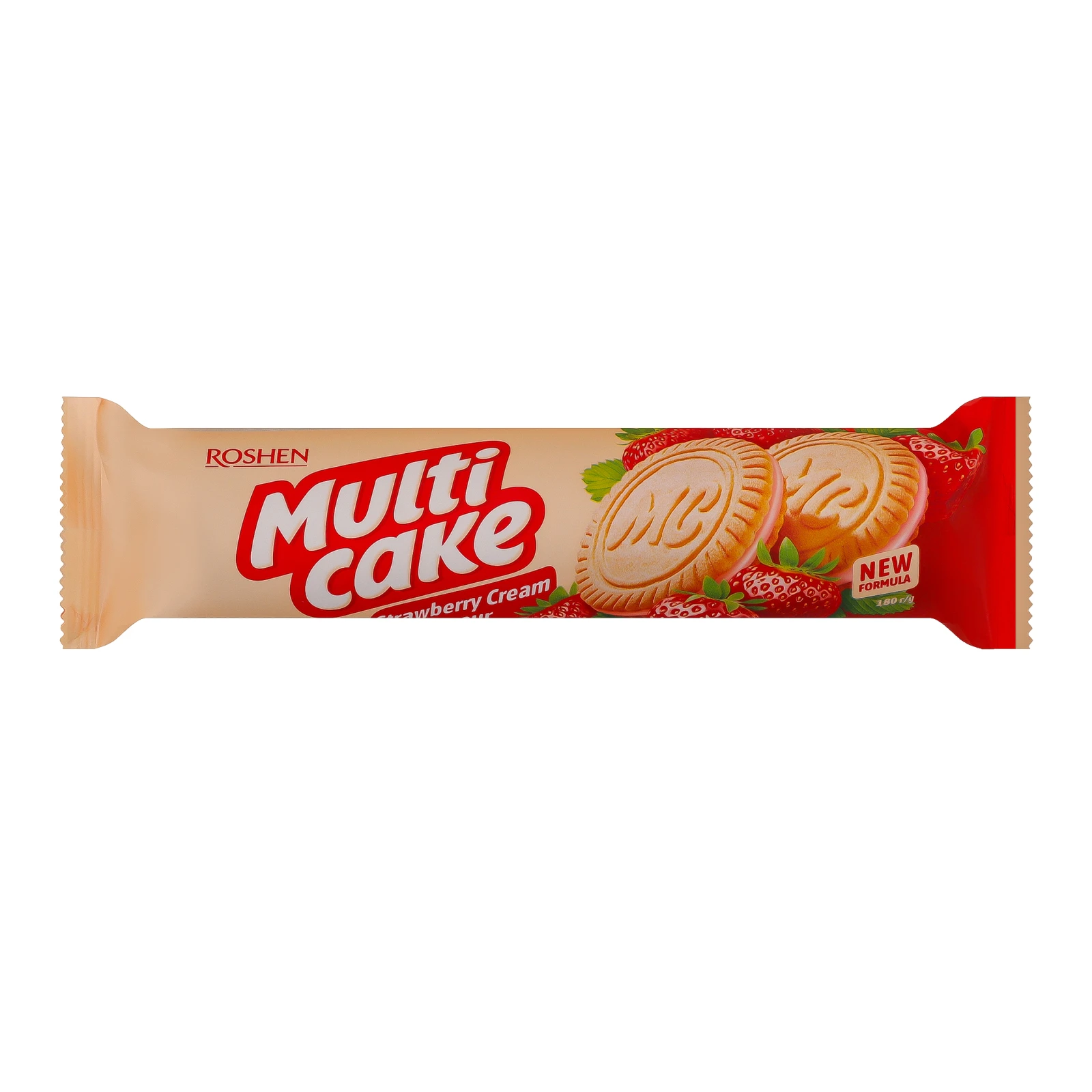 Печиво Roshen Multicake цукрове з начинкою зі смаком Полуниця-крем 180г