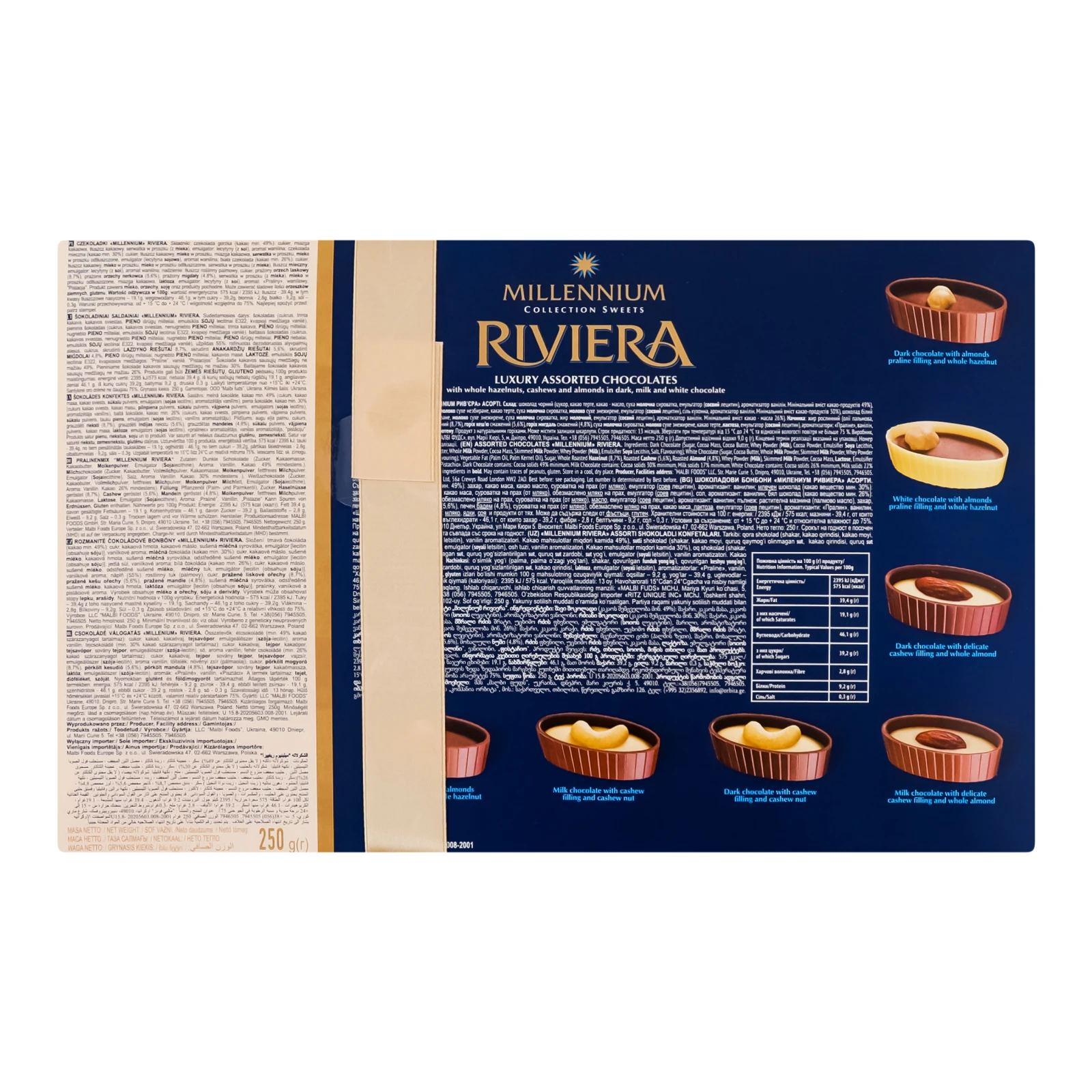 Цукерки Millennium Riviera шоколадні асорті 250г фото 2