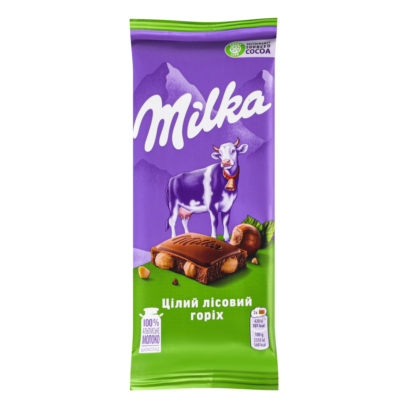 Шоколад Milka Цілий лісовий горіх молочний 90г Фото №:1