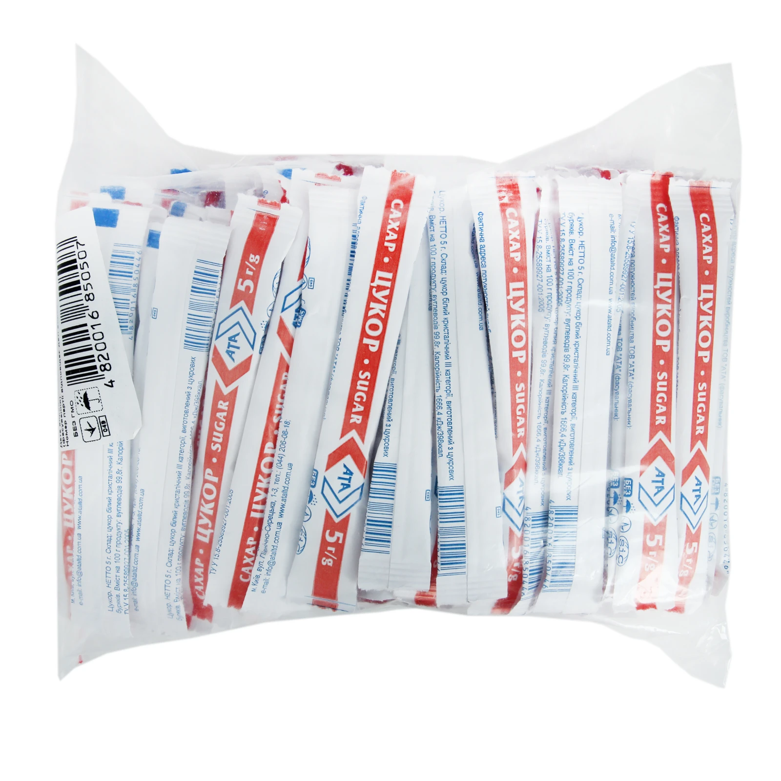 Цукор АТА білий кристалічний порційний 100*5г/уп Фото №:1