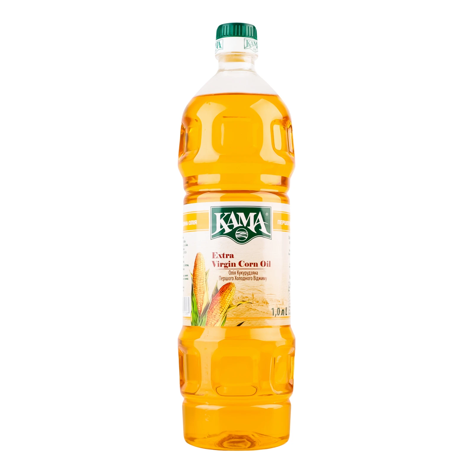 Олія кукурудзяна Кама нерафінована першого холодного віджиму 1л Фото №:1