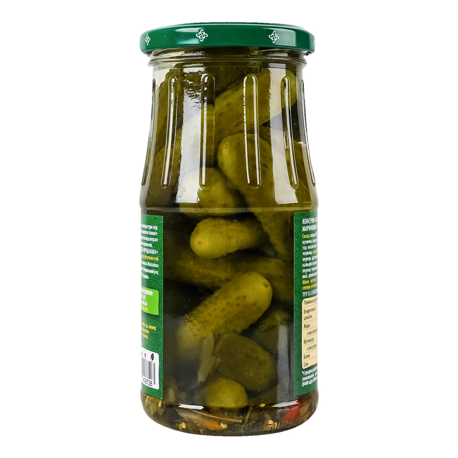 Огірки Верес Пікантні мариновані корнішони стерилізовані 435г Фото №:2
