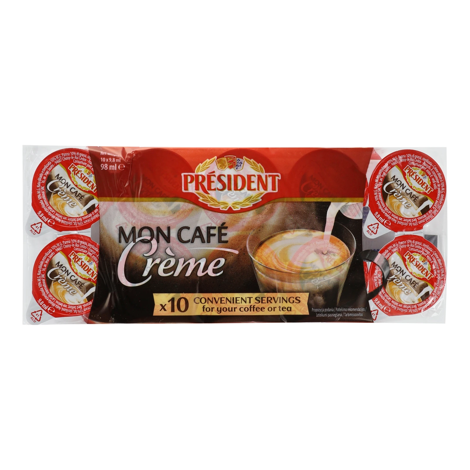 Вершки President Mon Cafe стерилізовані 10% 10х10г Фото №:1