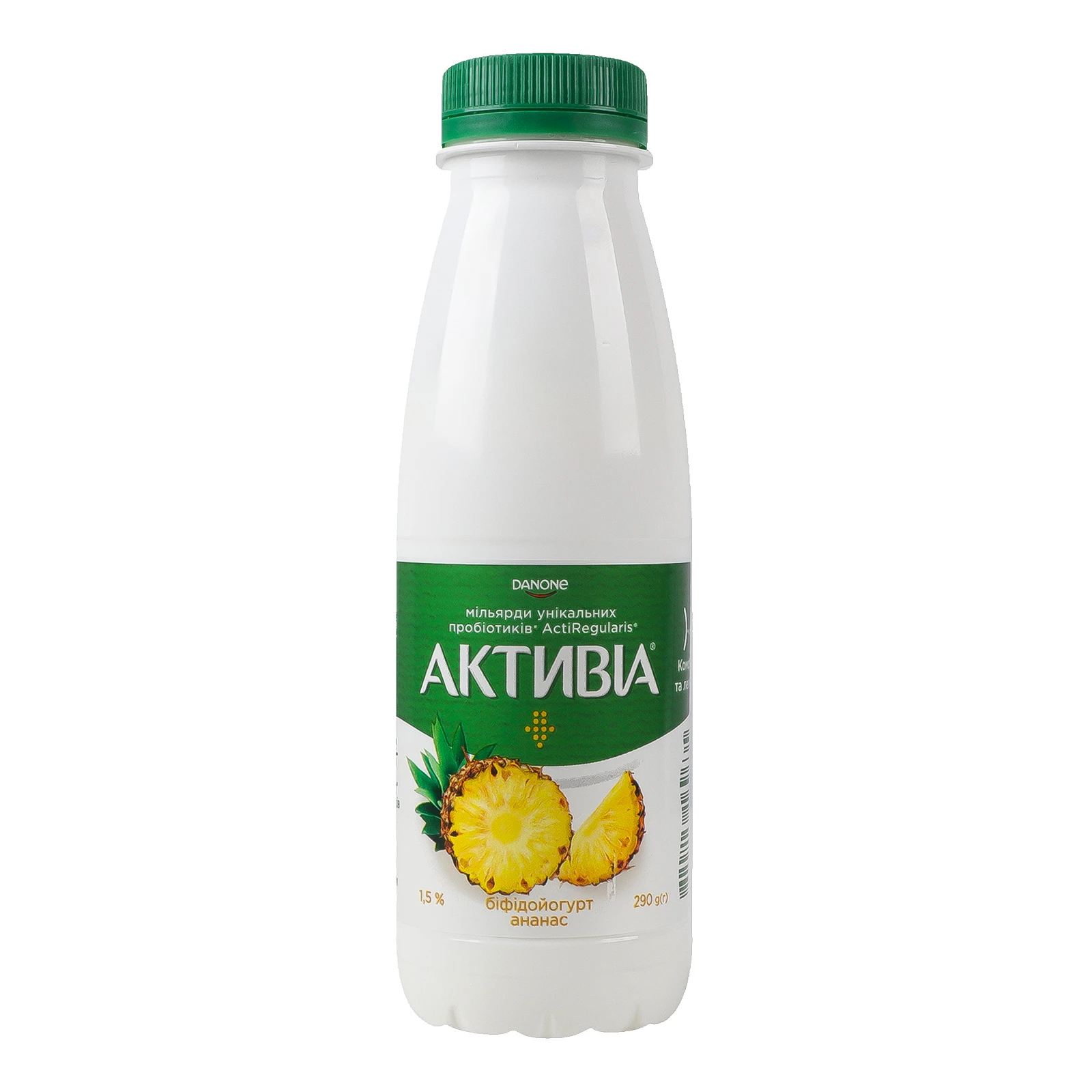 Біфідойогурт Активіа Ананас питний 1.5% 290г Фото навігації №:1