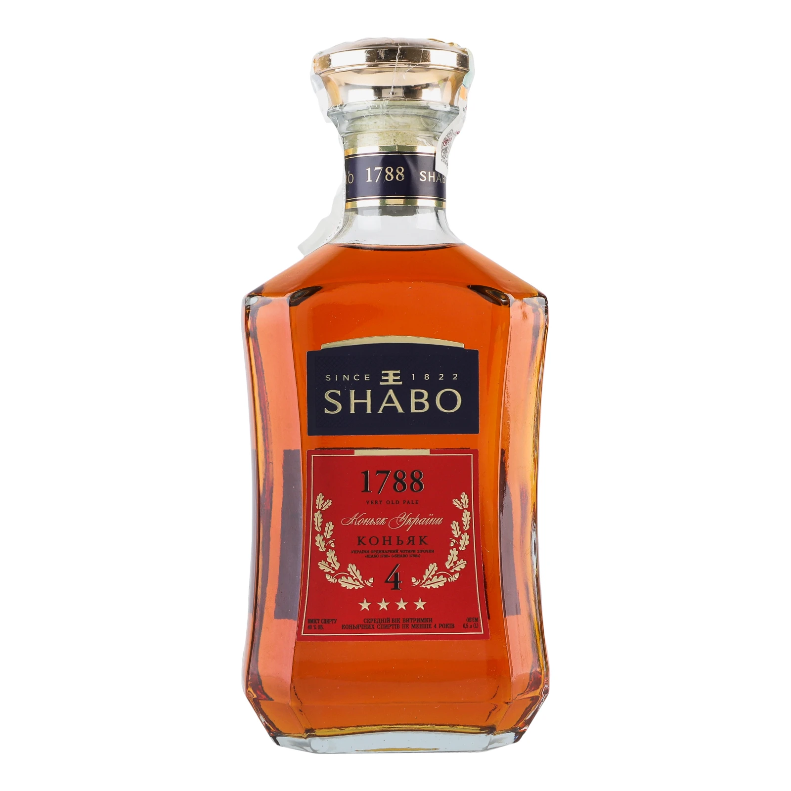 Коньяк Shabo 1788 4 зірки 40% 0.5л Фото №:1