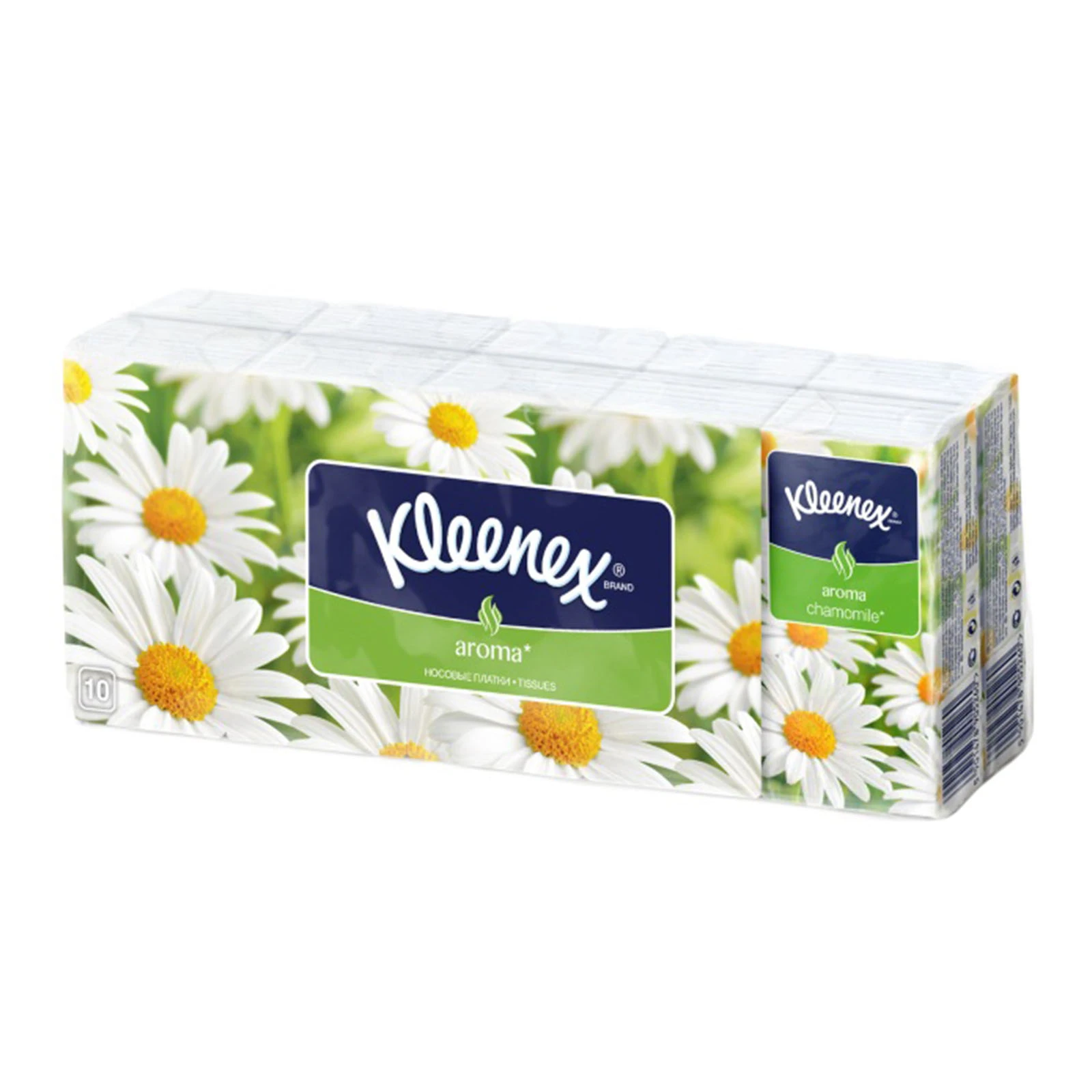 Хусточки паперові Kleenex 10*10 аром. ромашка Фото №:1