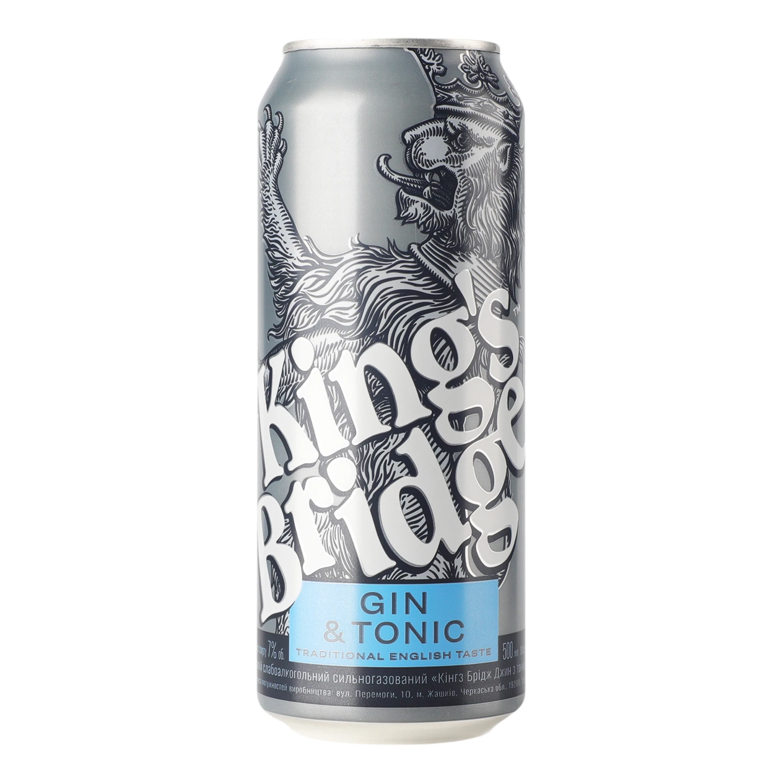 Напій слабоалкогольний King`s Bridge сильногазований Gin&Tonic 7% 0.5л Фото навігації №:1