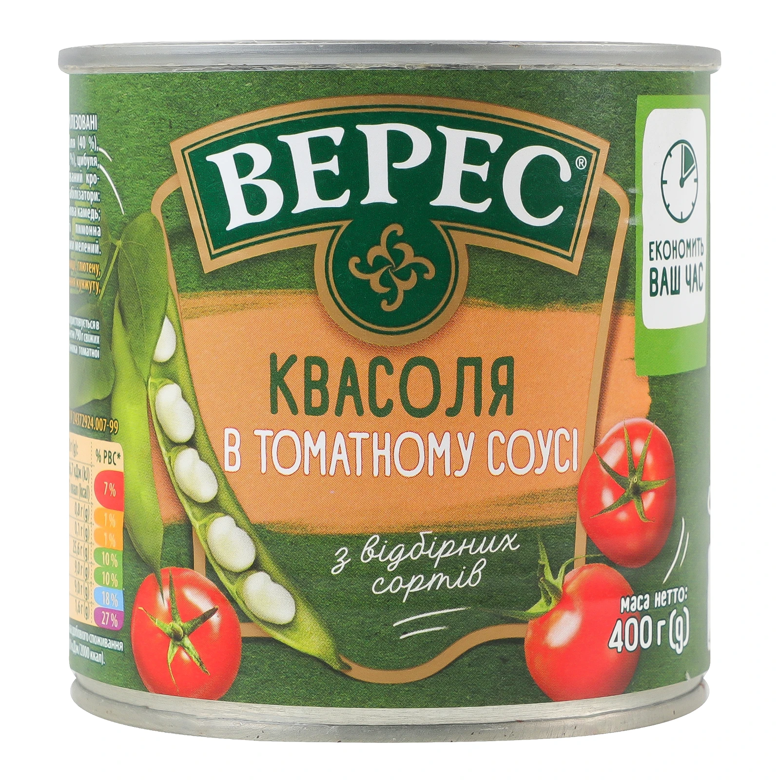 Квасоля Верес в томатному соусі стерилізована 400г фото 2