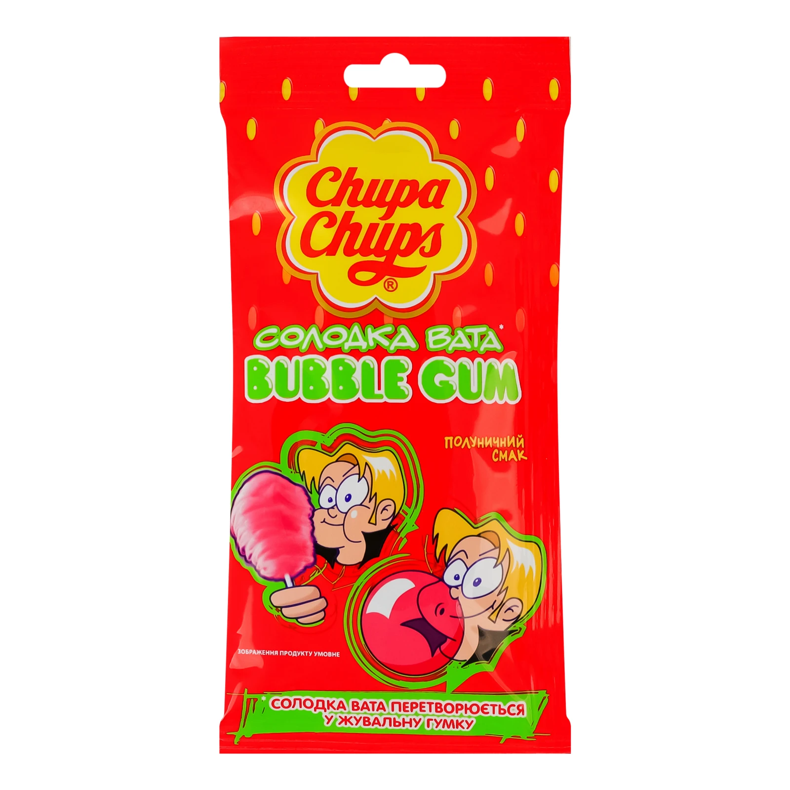 Гумка жувальна Chupa Chups Bubble gum Полуничний смак 11г