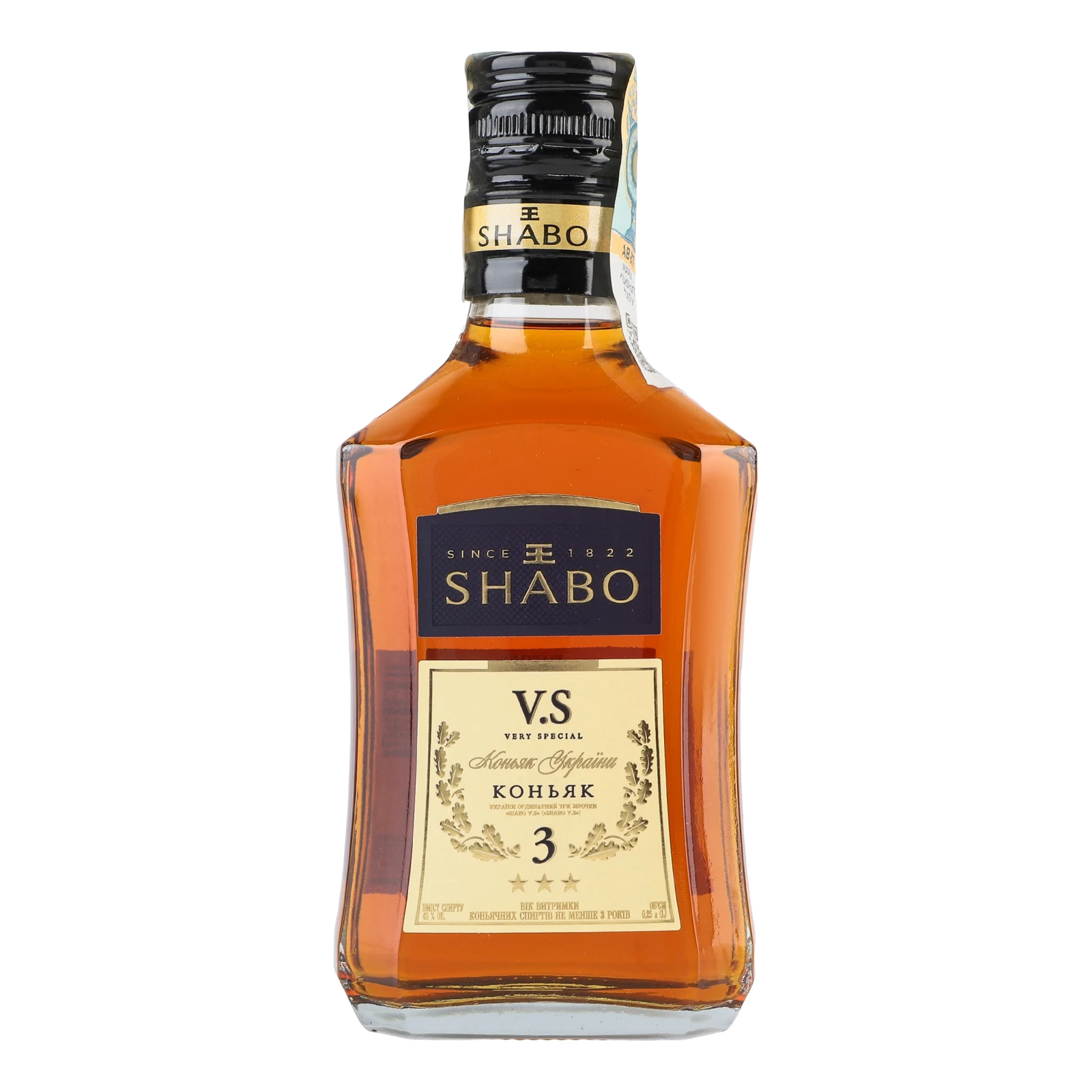 Коньяк Shabo VS 3 зірки 40% 0.25л Фото №:1