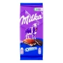 Шоколад Milka Oreo молочний з молочною начинкою зі смаком ванілі та шматочками печива 100г Фото навігації №:1